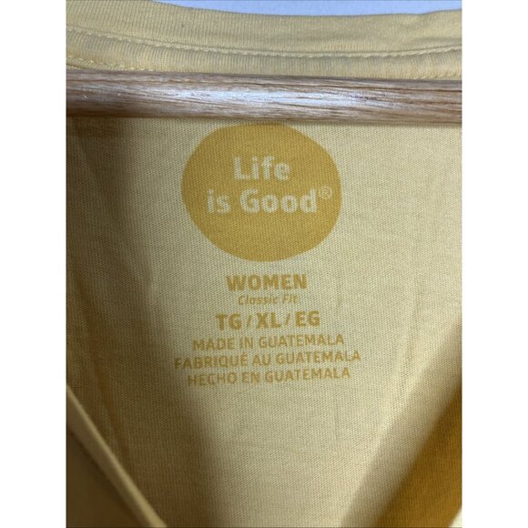 Life is Good Bee Graphic Women's XL Yellow V-Neck T-Shirt - Picture 3 of 6